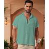 imageKYKU Summer Men Button Shirts  Casual Beach Short Sleeve Clothes  Fashion Lightweight Plain Clothing with PocketMen Button Short Sleeve Shirts Green