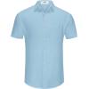 imageKYKU Summer Men Button Shirts  Casual Beach Short Sleeve Clothes  Fashion Lightweight Plain Clothing with PocketMen Button Short Sleeve Shirts Light Blue