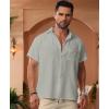 imageKYKU Summer Men Button Shirts  Casual Beach Short Sleeve Clothes  Fashion Lightweight Plain Clothing with PocketMen Button Short Sleeve Shirts Light Grey