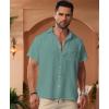 imageKYKU Summer Men Button Shirts  Casual Beach Short Sleeve Clothes  Fashion Lightweight Plain Clothing with PocketMen Button Short Sleeve Shirts Light Green
