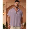 imageKYKU Summer Men Button Shirts  Casual Beach Short Sleeve Clothes  Fashion Lightweight Plain Clothing with PocketMen Button Short Sleeve Shirts Light Purple
