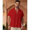 imageKYKU Summer Men Button Shirts  Casual Beach Short Sleeve Clothes  Fashion Lightweight Plain Clothing with PocketMen Button Short Sleeve Shirts Red