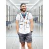 imageKYKU Unisex White Lab Coat  Doctor Nurse Costume Funny Halloween TShirt  Medical Staff Cosplay Clothing AdultHalloween Doctor Lab Coat Costume White Blue