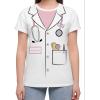 imageKYKU Unisex White Lab Coat  Doctor Nurse Costume Funny Halloween TShirt  Medical Staff Cosplay Clothing AdultHalloween Doctor Lab Coat Costume White Pink