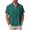 Men Button Short Sleeve Shirts Green