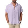 Men Button Short Sleeve Shirts Mauve