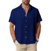imageKYKU Men Shirts Button Down Short Sleeve Casual Summer Beach Vacation ClothingMen Button Short Sleeve Shirts Navy Blue