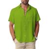 imageKYKU Men Shirts Button Down Short Sleeve Casual Summer Beach Vacation ClothingMen Button Short Sleeve Shirts Neon Green