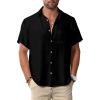 Men Button Short Sleeve Shirts Black