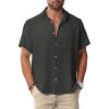 Men Button Short Sleeve Shirts Dark Gray