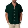 imageKYKU Summer Men Button Shirts  Casual Beach Short Sleeve Clothes  Fashion Lightweight Plain Clothing with PocketMen Button Short Sleeve Shirts Forests Green