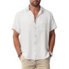 imageKYKU Summer Men Button Shirts  Casual Beach Short Sleeve Clothes  Fashion Lightweight Plain Clothing with PocketMen Button Short Sleeve Shirts White