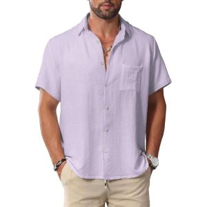 imageKYKU Men Shirts Button Down Short Sleeve Casual Summer Beach Vacation ClothingMen Button Short Sleeve Shirts Mauve