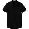imageKYKU Cotton Shirt for Men Casual Beach Summer Button Down Short Sleeve ClothesBlack Cotton Button Down Shirt Men