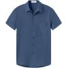 imageKYKU Cotton Shirt for Men Casual Beach Summer Button Down Short Sleeve ClothesBlue Cotton Button Down Shirt Men