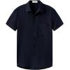 imageKYKU Cotton Shirt for Men Casual Beach Summer Button Down Short Sleeve ClothesDark Navy Cotton Button Down Shirt Men