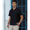 imageKYKU Cotton Shirt for Men Casual Beach Summer Button Down Short Sleeve ClothesDark Navy Cotton Button Down Shirt Men