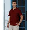 imageKYKU Cotton Shirt for Men Casual Beach Summer Button Down Short Sleeve ClothesDark Red Cotton Button Down Shirt Men
