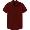 imageKYKU Cotton Shirt for Men Casual Beach Summer Button Down Short Sleeve ClothesDark Red Cotton Button Down Shirt Men