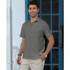 imageKYKU Cotton Shirt for Men Casual Beach Summer Button Down Short Sleeve ClothesGrey Cotton Button Down Shirt Men