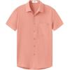 imageKYKU Cotton Shirt for Men Casual Beach Summer Button Down Short Sleeve ClothesPink Cotton Button Down Shirt Men