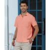 imageKYKU Cotton Shirt for Men Casual Beach Summer Button Down Short Sleeve ClothesPink Cotton Button Down Shirt Men