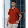 imageKYKU Cotton Shirt for Men Casual Beach Summer Button Down Short Sleeve ClothesRed Cotton Button Down Shirt Men