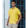 imageKYKU Cotton Shirt for Men Casual Beach Summer Button Down Short Sleeve ClothesYellow Cotton Button Down Shirt Men