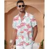 imageKYKU Hawaiian Shirt for Men Beach Vacation Summer Short Sleeve Button Down Mens Shirts Casual StylishFlamingos Pink Men Hawaiian Button Shirt