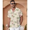 imageKYKU Hawaiian Shirt for Men Beach Vacation Summer Short Sleeve Button Down Mens Shirts Casual StylishFlorals Beige Men Hawaiian Button Shirt