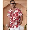 imageKYKU Hawaiian Shirt for Men Beach Vacation Summer Short Sleeve Button Down Mens Shirts Casual StylishFlower Red Men Hawaiian Button Shirts