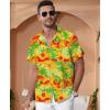 imageKYKU Hawaiian Shirt for Men Beach Vacation Summer Short Sleeve Button Down Mens Shirts Casual StylishLeaf Yellow Men Hawaiian Button Shirt