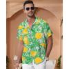 imageKYKU Hawaiian Shirt for Men Beach Vacation Summer Short Sleeve Button Down Mens Shirts Casual StylishLemons Green Men Hawaiian Button Shirts