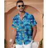 imageKYKU Hawaiian Shirt for Men Beach Vacation Summer Short Sleeve Button Down Mens Shirts Casual StylishShark Blue Men Hawaiian Button Shirt