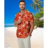 imageKYKU Hawaiian Shirt for Men Beach Vacation Summer Short Sleeve Button Down Mens Shirts Casual StylishTree Red Hawaiian Men Button Down Shirt
