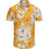 imageKYKU Hawaiian Shirt for Men Beach Vacation Summer Short Sleeve Button Down Mens Shirts Casual StylishYellow White Hawaiian Men Button Down Shirt