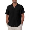 imageKYKU Cotton Shirt for Men Casual Beach Summer Button Down Short Sleeve ClothesBlack Cotton Button Down Shirt Men