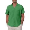 Dark Green Cotton Button Down Shirt Men