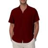 Dark Red Cotton Button Down Shirt Men