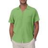 Green Cotton Button Down Shirt Men