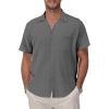 Grey Cotton Button Down Shirt Men