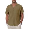 Light Brown Cotton Button Down Shirt Men