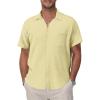 Light Yellow Cotton Button Down Shirt Men
