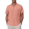 Pink Cotton Button Down Shirt Men