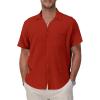 Red Cotton Button Down Shirt Men