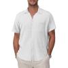 imageKYKU Cotton Shirt for Men Casual Beach Summer Button Down Short Sleeve ClothesWhite Cotton Button Down Shirt Men