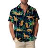 Dark Navy Hawaiian Men Button Down Shirt