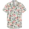 Flamingo Beige Men Hawaiian Button Shirt