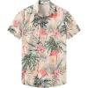 Flamingos Beige Men Hawaiian Button Shirt