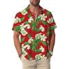 Florals Red Men Hawaiian Button Shirts
